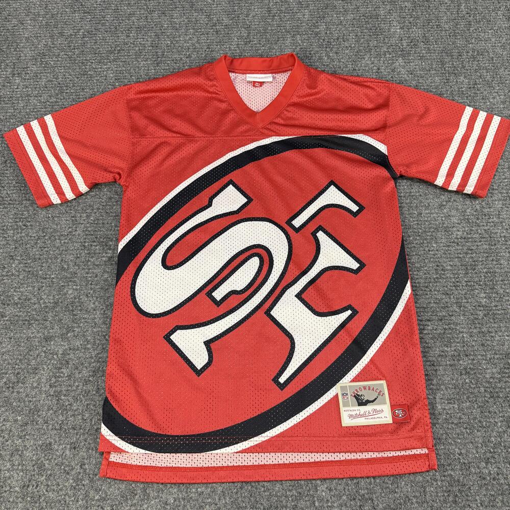 San Francisco 49ers Shirt Youth Large Red NFL Football Mesh Big Logo Throwback